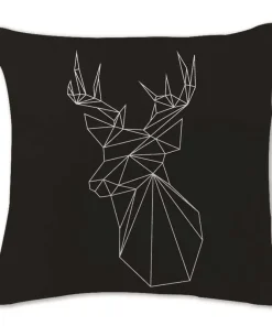 Housse de coussin scandinave avec motifs cerfs colorés et stylisés