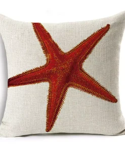 Housse de coussin fond marin et bord de mer
