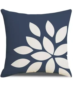 Housse de coussin Scandinave géométrique fleur bleu
