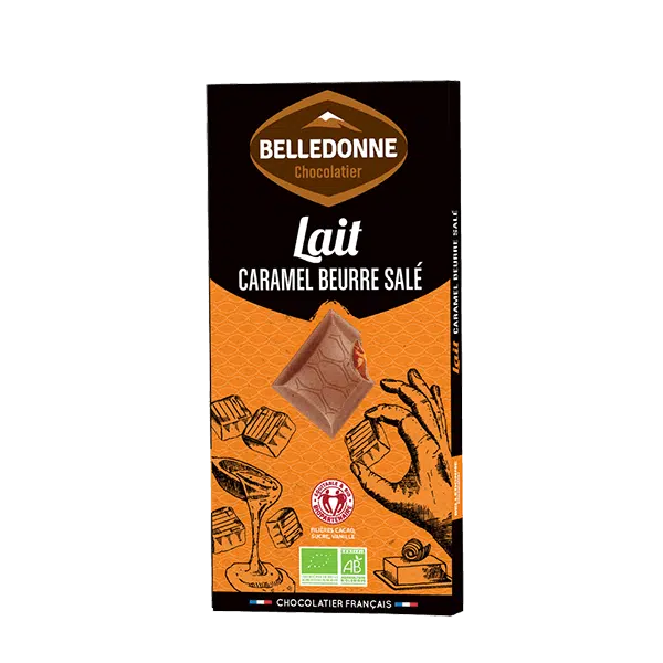 Tablette Chocolat lait fourrée Caramel beurre salé – Belledonne