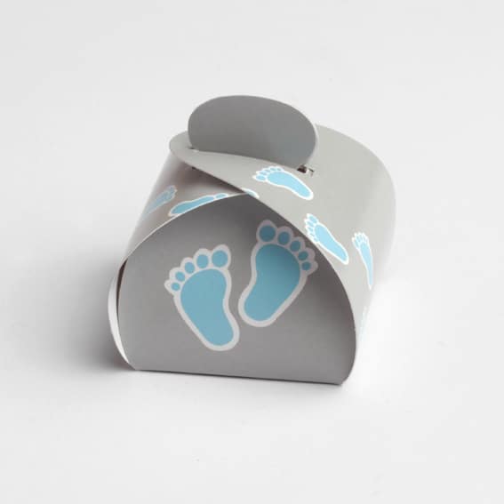 Boite à Dragées « Petits Pieds » Bleu et gris – Mimosa PM – Lot de 10 – Image 2