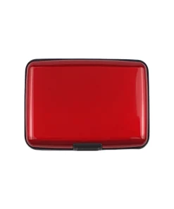 Porte-cartes en aluminium et plastique L 11 x l 8 x H 2 cm avec 8 compartiments et fermeture clapet
