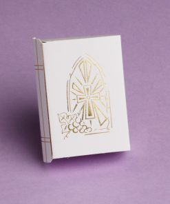Boite à dragées communion – missel motif vitrail or – Lot de 10