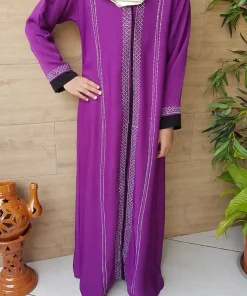 Robe/abaya de Dubaï fille Prune et strass