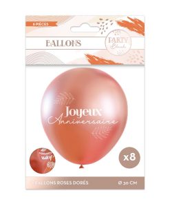 8 ballons joyeux anniversaire 30 cm Party Blush