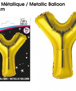 BALLON MÉTALLIQUE OR LETTRE “Y” 36 CM