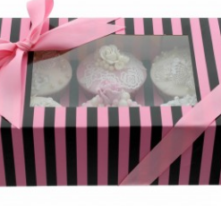 Boite à cupcake GIRLY rose et noire